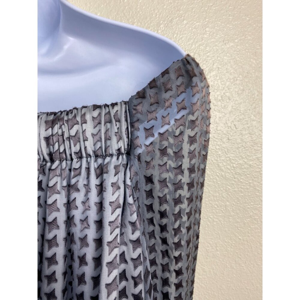 Walter Silk Off Shoulder Dress Womens size Small Gray Peasant Duster Prairie - Picture 16 of 16